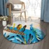 Peacock And Feathers Round Carpet Floor Rug Living Room Bedroom Decor Round Area Rug Carpet