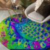 Peacock Family Round Carpet Floor Rug Living Room Bedroom Decor Round Area Rug Carpet