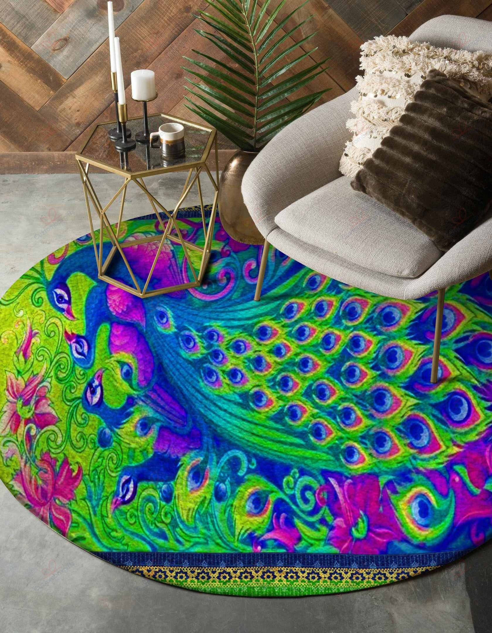 Peacock Family Round Carpet Floor Rug Living Room Bedroom Decor Round Area Rug Carpet Peacock Family Round Carpet Floor Rug Living Room Bedroom Decor Round Area Rug Carpet