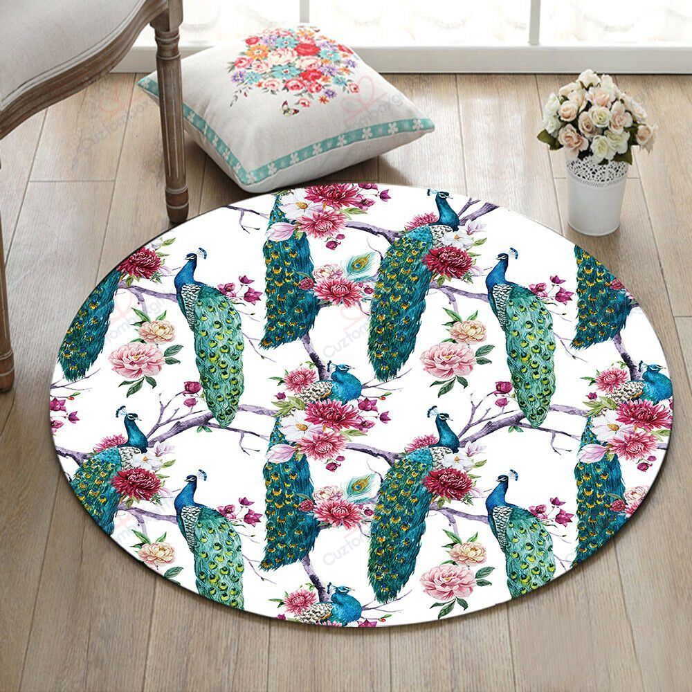 Peacock Round Carpet Floor Rug Living Room Bedroom Decor Round Area Rug Carpet Peacock Round Carpet Floor Rug Living Room Bedroom Decor Round Area Rug Carpet