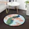 Peacock Hibiscus Round Carpet Floor Rug Living Room Bedroom Decor Round Area Rug Carpet