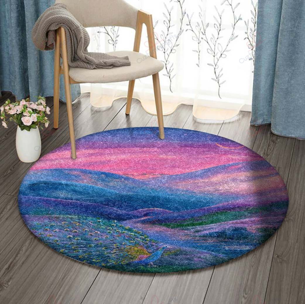 Peacock Mountain Moon And Star Round Carpet Floor Rug Living Room Bedroom Decor Round Area Rug Carpet Peacock Mountain Moon And Star Round Carpet Floor Rug Living Room Bedroom Decor Round Area Rug Carpet