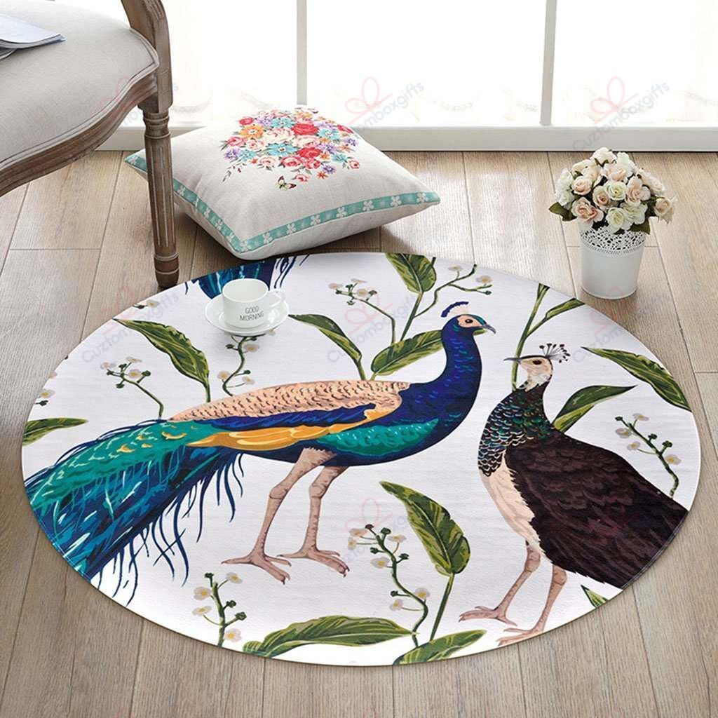 Peacocks Round Carpet Floor Rug Living Room Bedroom Decor Round Area Rug Carpet Peacocks Round Carpet Floor Rug Living Room Bedroom Decor Round Area Rug Carpet