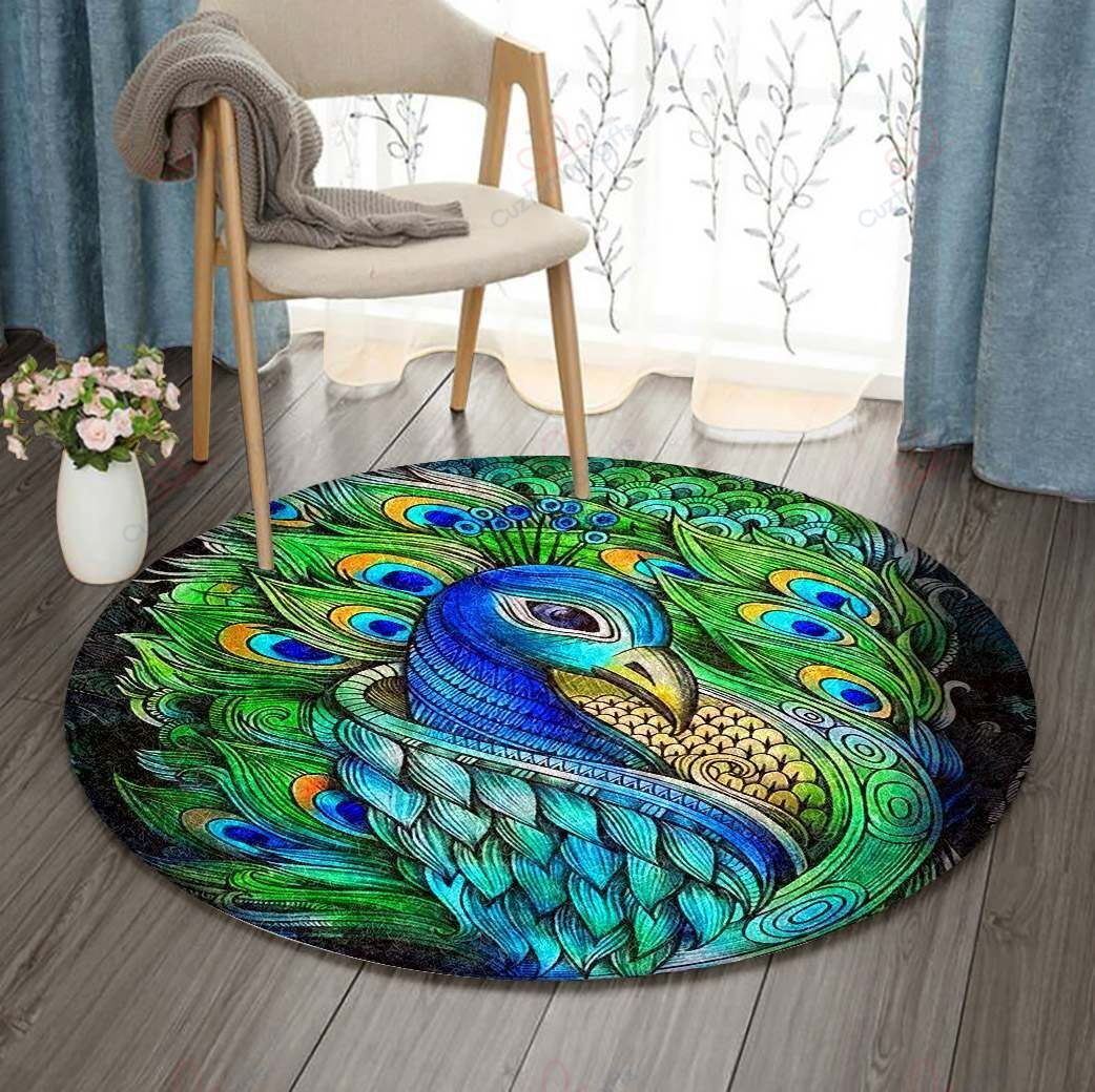 Peacook Round Carpet Floor Rug Living Room Bedroom Decor Round Area Rug Carpet Peacook Round Carpet Floor Rug Living Room Bedroom Decor Round Area Rug Carpet