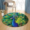 Peafowl Round Carpet Floor Rug Living Room Bedroom Decor Round Area Rug Carpet