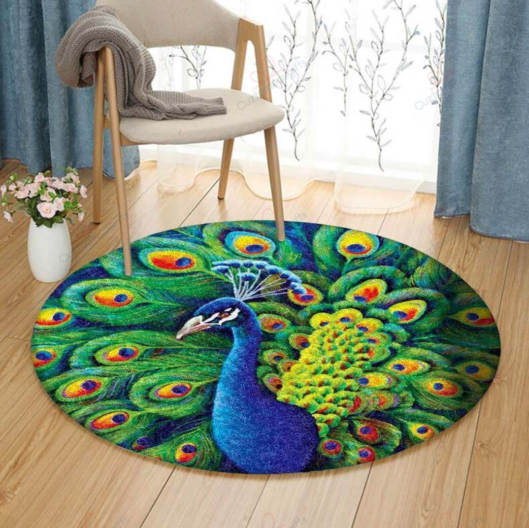 Peafowl Round Carpet Floor Rug Living Room Bedroom Decor Round Area Rug Carpet Peafowl Round Carpet Floor Rug Living Room Bedroom Decor Round Area Rug Carpet