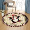 Penguin Round Carpet Floor Rug Living Room Bedroom Decor Round Area Rug Carpet
