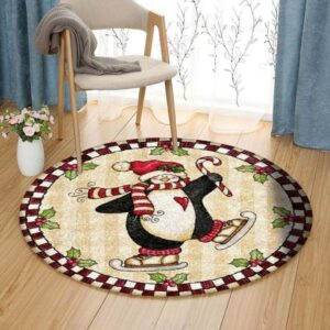 Penguin Round Carpet Floor Rug Living Room Bedroom Decor Round Area Rug Carpet