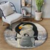 Penguin Mom And Baby Round Carpet Floor Rug Living Room Bedroom Decor Round Area Rug Carpet