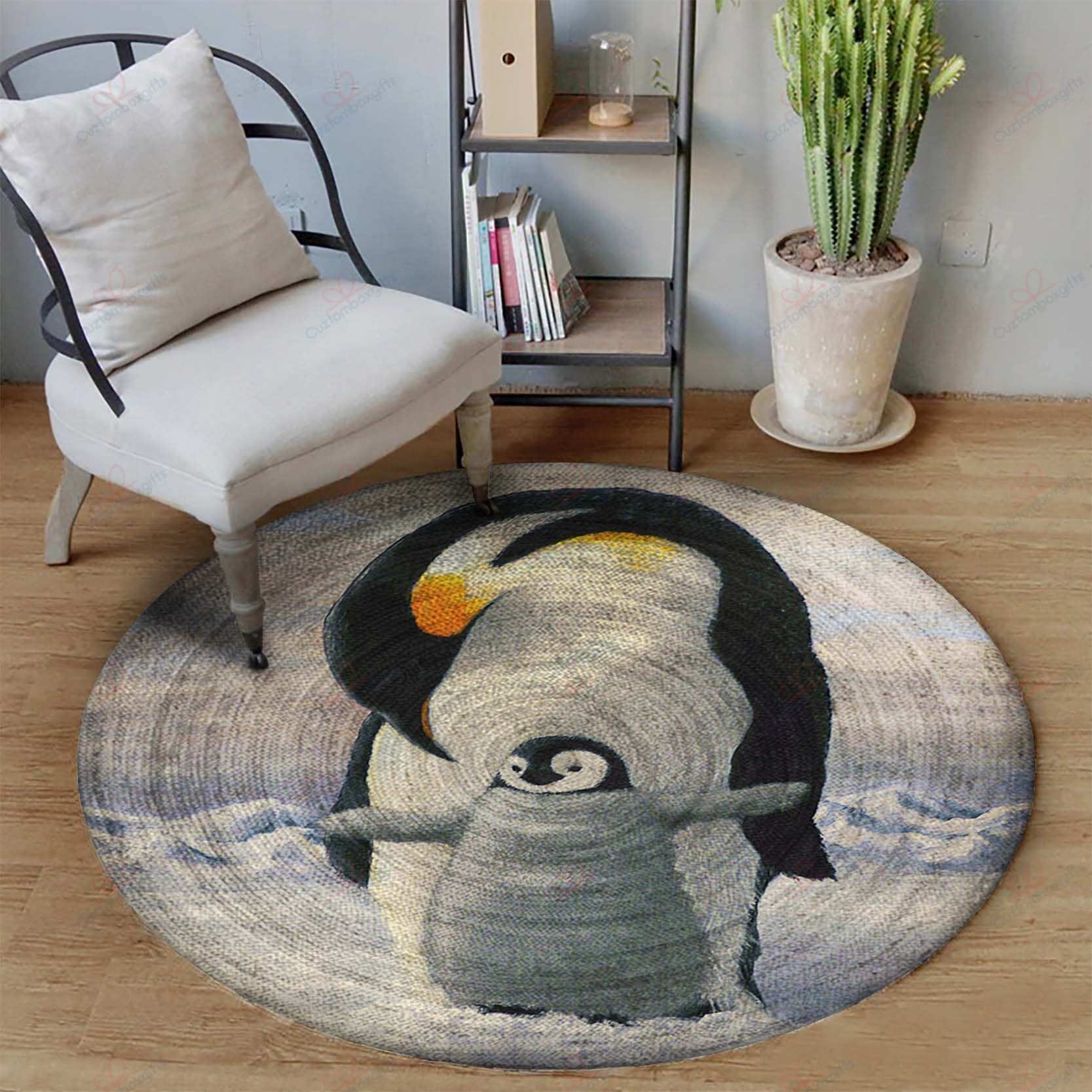 Penguin Mom And Baby Round Carpet Floor Rug Living Room Bedroom Decor Round Area Rug Carpet Penguin Mom And Baby Round Carpet Floor Rug Living Room Bedroom Decor Round Area Rug Carpet