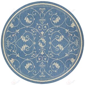 Pergola Savannah Champagne Blue Round Carpet Floor Rug Living Room Bedroom Decor Round Area Rug Carpet