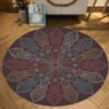Persian Ethnic Mandala Flowers Round Carpet Floor Rug Living Room Bedroom Decor Round Area Rug Carpet