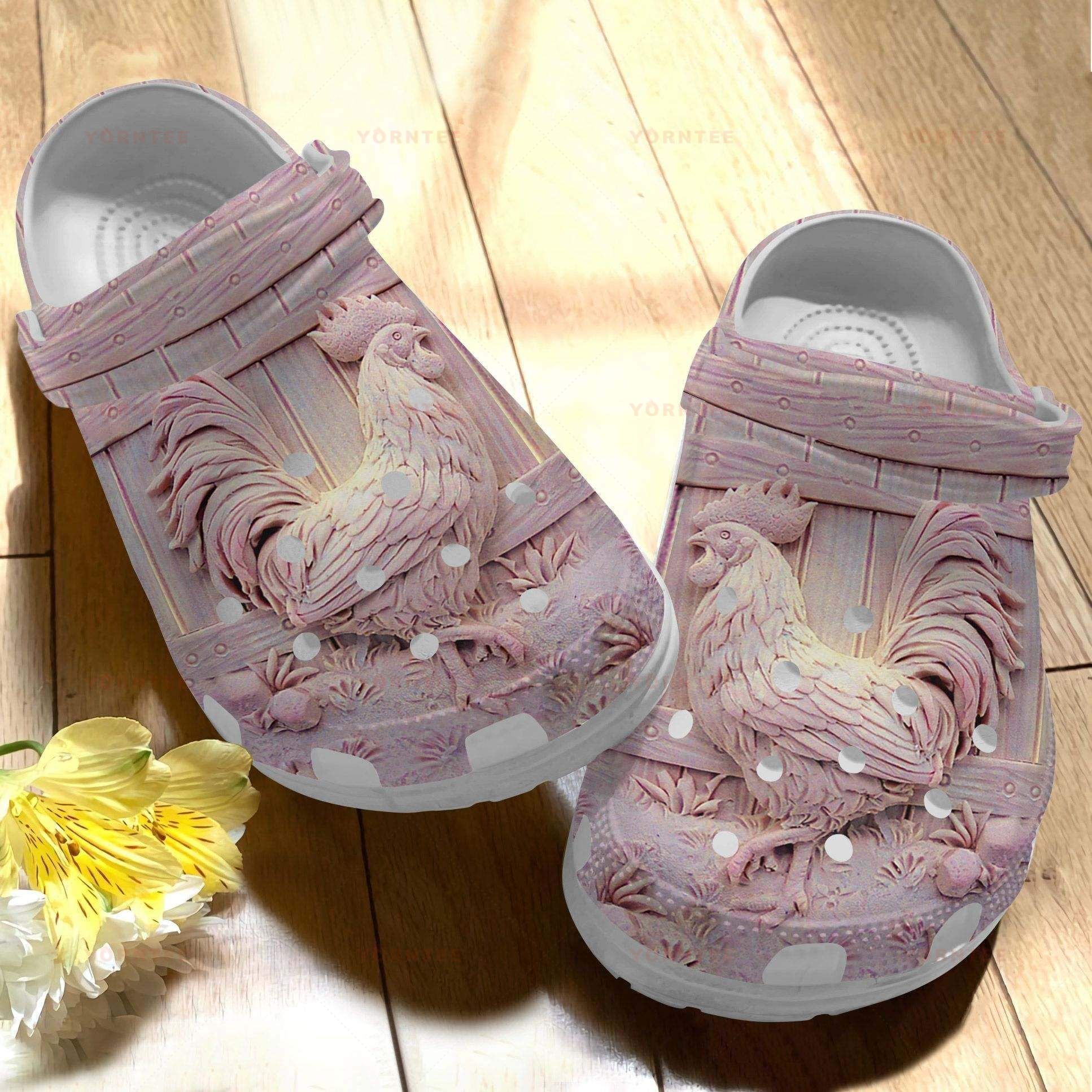 Personalized 3D Pink Chicken Crocs Clogy Shoes For Mens And Womens Personalized 3D Pink Chicken Crocs Clogy Shoes For Mens And Womens