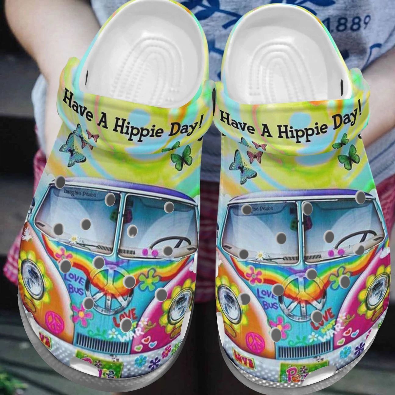 Personalized Crocs Clog Hippie Have A Hippie Day Personalized Crocs Clog Hippie Have A Hippie Day