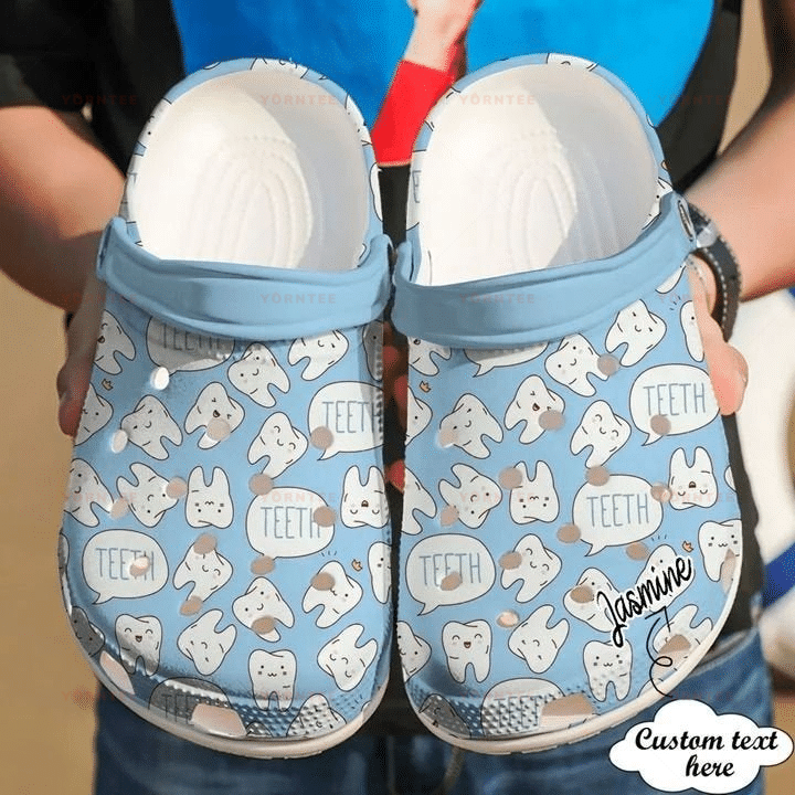 Personalized Dental Dentist Happy Teeth Crocs Clogy Shoes For Mens And Womens Personalized Dental Dentist Happy Teeth Crocs Clogy Shoes For Mens And Womens