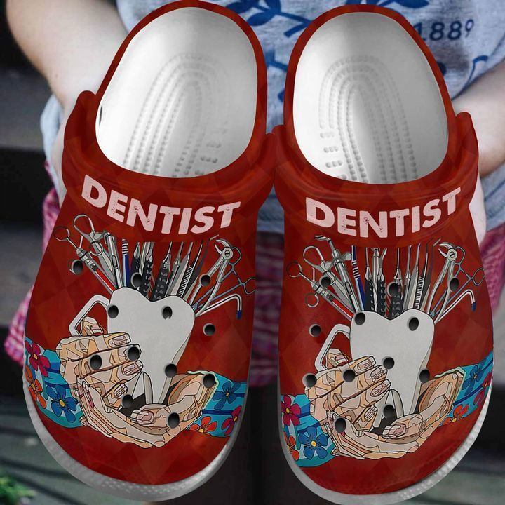 Personalized Dental Dentist Lovers Red Crocs Clogy Shoes For Mens And Womens Personalized Dental Dentist Lovers Red Crocs Clogy Shoes For Mens And Womens