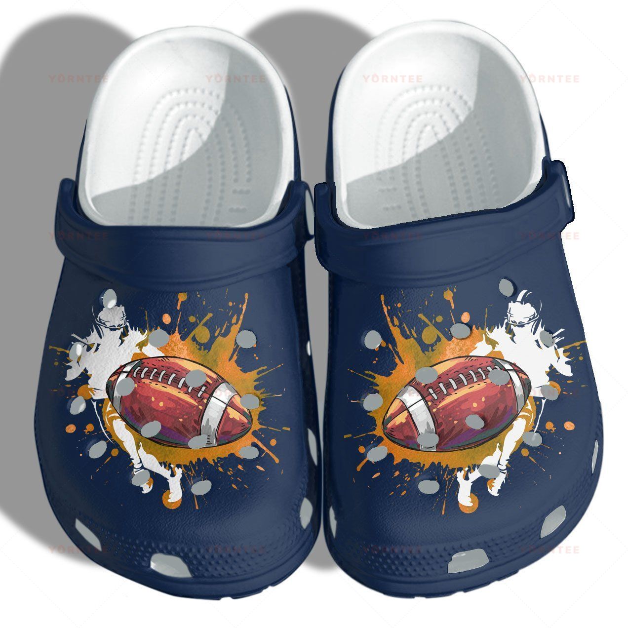 Personalized Football Men Women Rugby Blue Crocs Clogy Shoes For Mens And Womens Personalized Football Men Women Rugby Blue Crocs Clogy Shoes For Mens And Womens