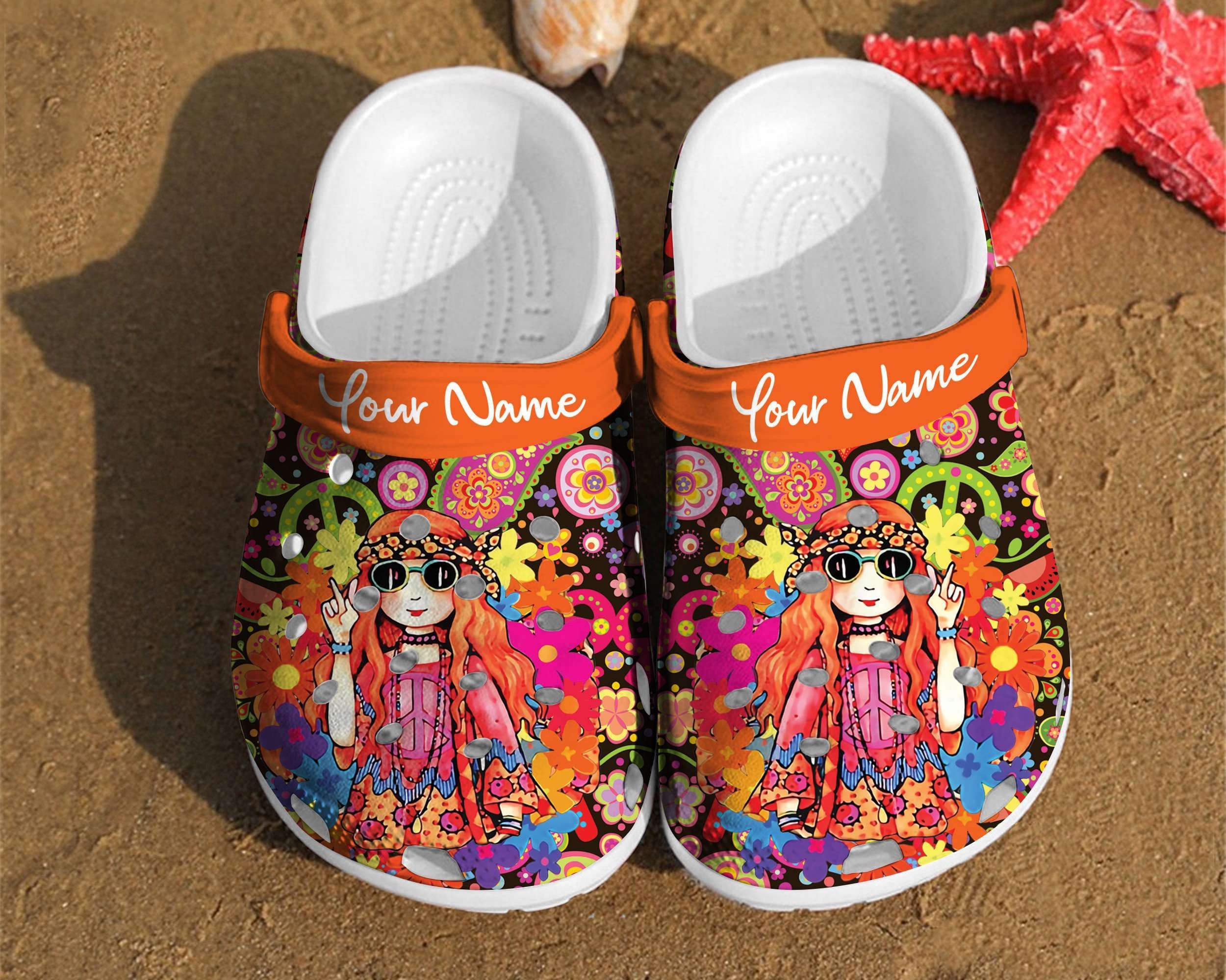 Personalized Hippie Girl Comfortable Women Classic Style Birthday Crocs Clog Clog Shoes Personalized Hippie Girl Comfortable Women Classic Style Birthday Crocs Clog Clog Shoes