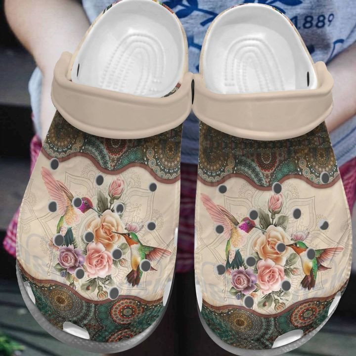 Personalized Hummingbirds Flowers Mandala Crocs Clogy Shoes For Mens And Womens Personalized Hummingbirds Flowers Mandala Crocs Clogy Shoes For Mens And Womens