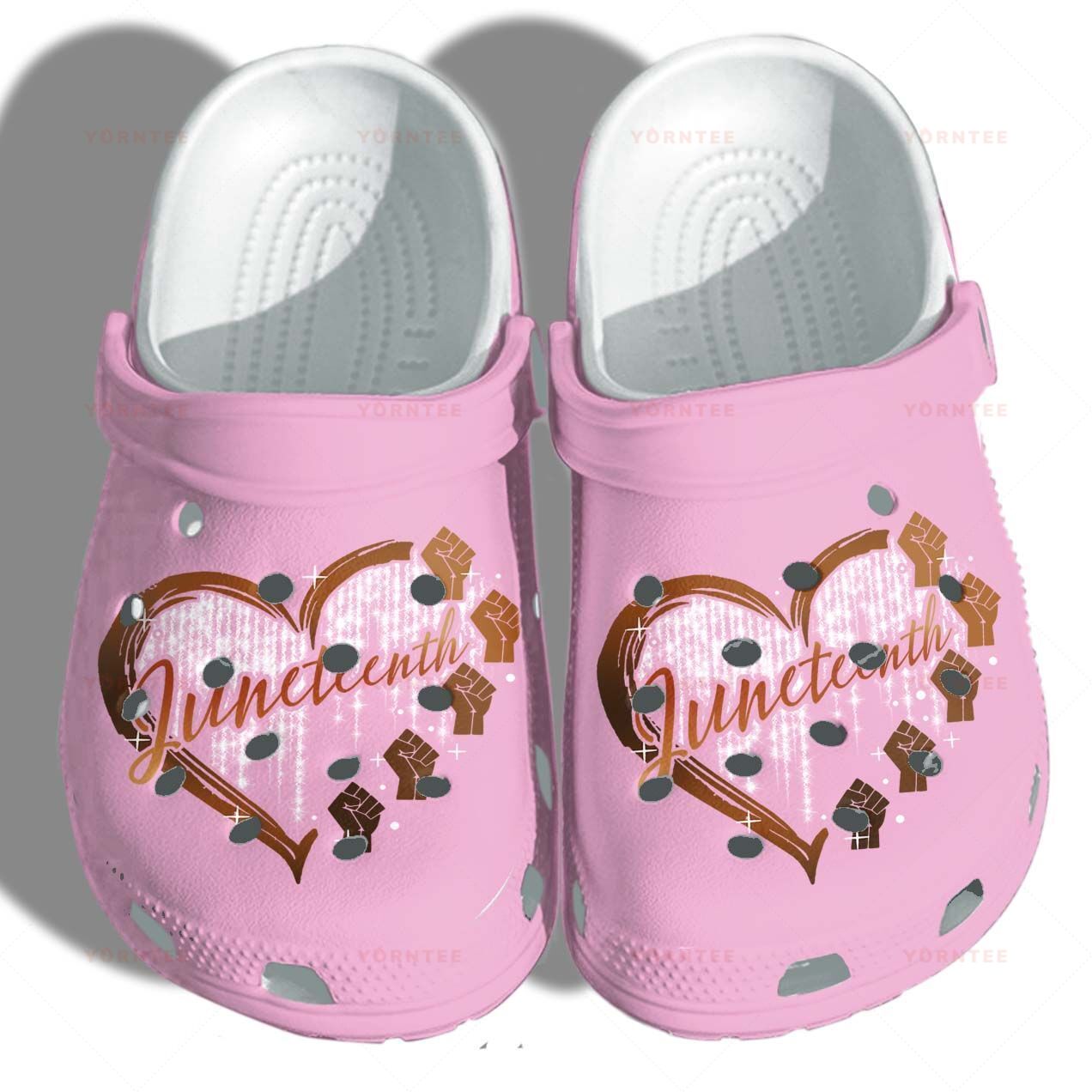 Personalized Juneteenth Heart Hand Pink Crocs Clogy Shoes For Mens And Womens Personalized Juneteenth Heart Hand Pink Crocs Clogy Shoes For Mens And Womens