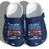 Personalized Mow Garden Funny – Im Sexy And I Mow It Funny Blue  Crocs Clogy Shoes For Mens And Womens