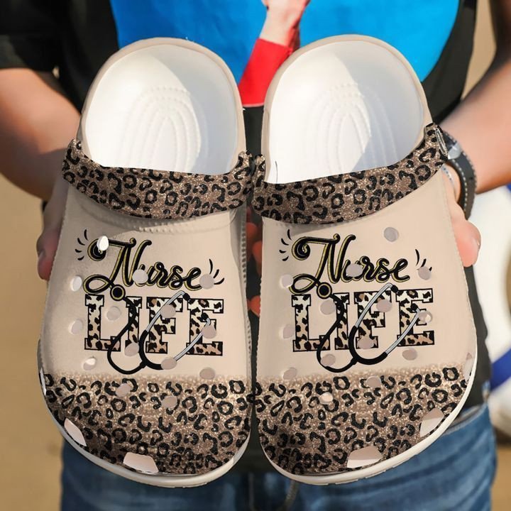 Personalized Nurse Nursing Life Cheetah Crocs Clogy Shoes For Mens And Womens Personalized Nurse Nursing Life Cheetah Crocs Clogy Shoes For Mens And Womens