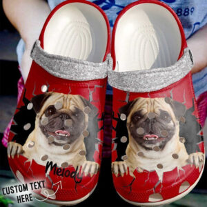 Personalized Pug Crack Wall Crocs Clogy Shoes For Mens And Womens