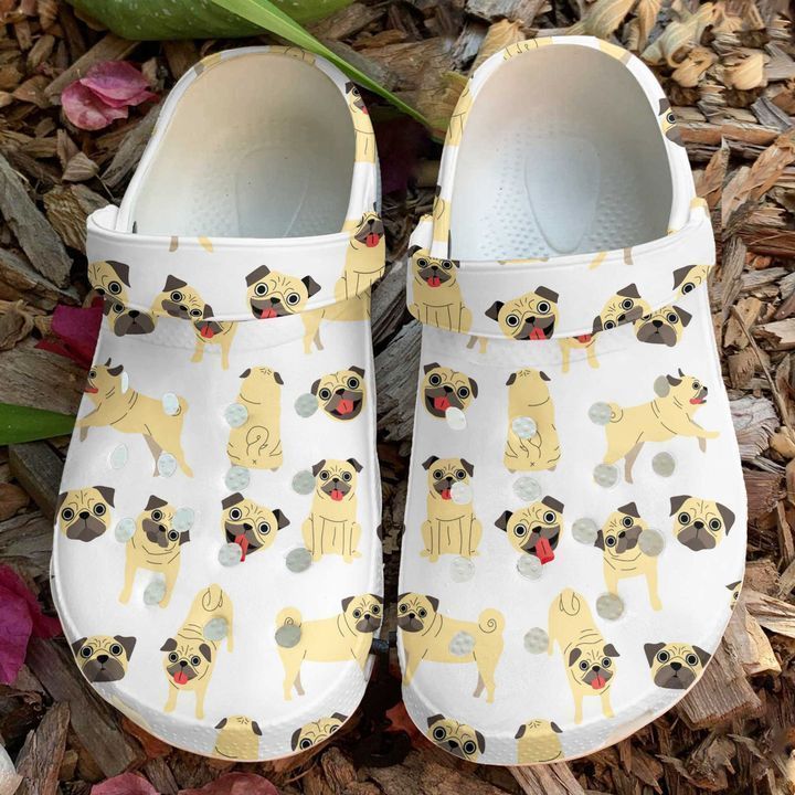 Personalized Pug Funny Pattern Crocs Clogy Shoes For Mens And Womens Personalized Pug Funny Pattern Crocs Clogy Shoes For Mens And Womens