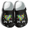 Personalized Puzzle Heart Autism Gamer Crocs Clogy Shoes For Mens And Womens