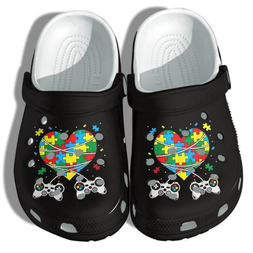 Personalized Puzzle Heart Autism Gamer Crocs Clogy Shoes For Mens And Womens Personalized Puzzle Heart Autism Gamer Crocs Clogy Shoes For Mens And Womens