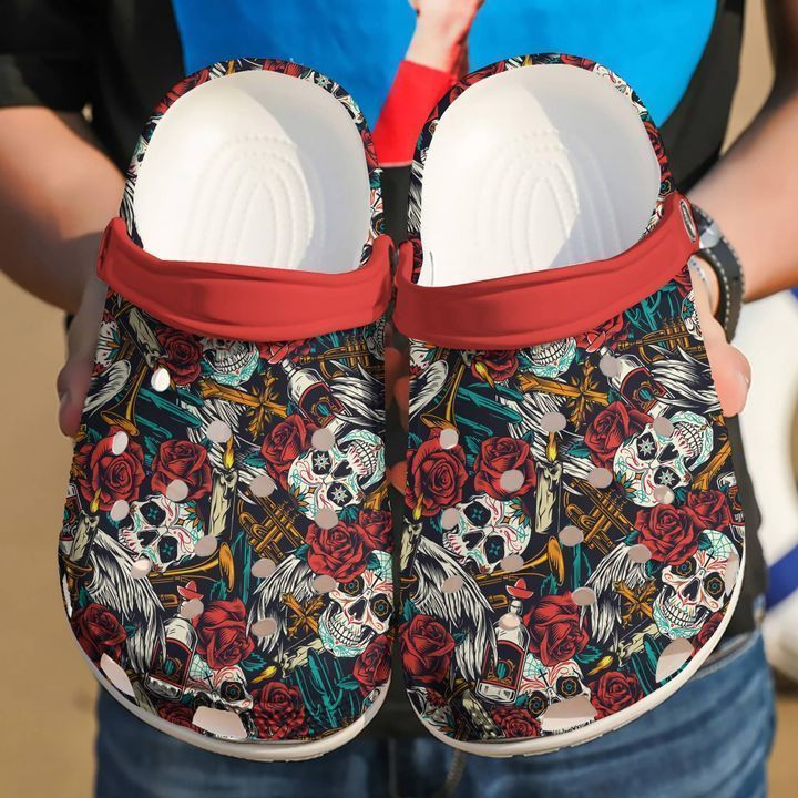 Personalized Skull Day Of The Dead Crocs Clogy Shoes For Mens And Womens Personalized Skull Day Of The Dead Crocs Clogy Shoes For Mens And Womens
