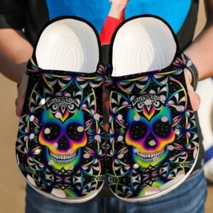 Personalized Skull Neon Crocs Clogy Shoes For Mens And Womens