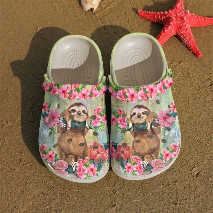 Personalized Sloth Floral Crocs Clogy Shoes For Mens And Womens Personalized Sloth Floral Crocs Clogy Shoes For Mens And Womens