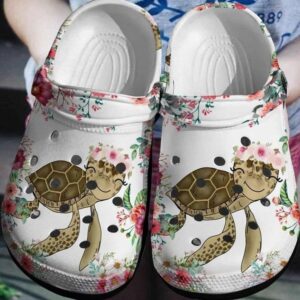 Personalized Turtle Flower Lovely Crocs Clogy Shoes For Mens And Womens