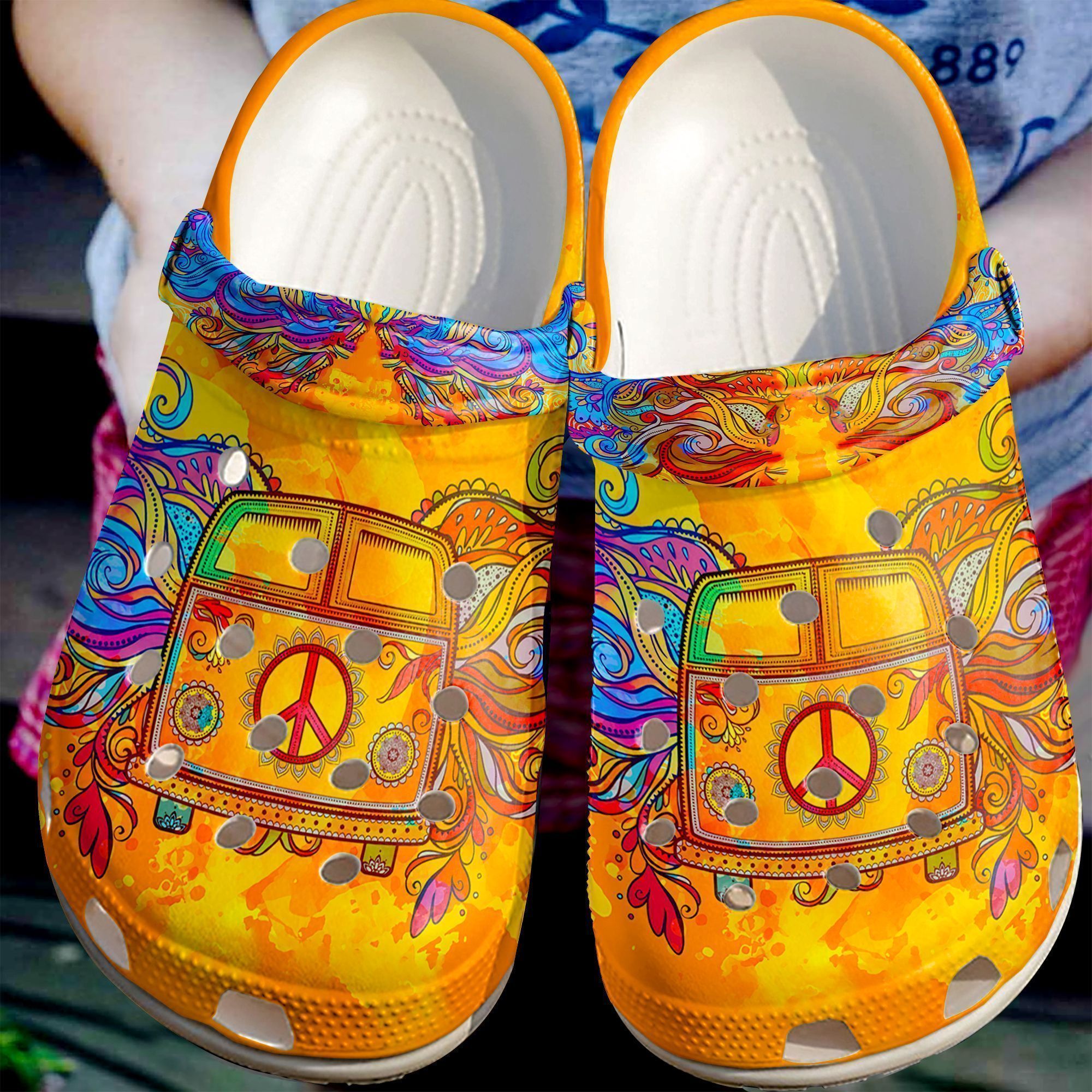 Personalized Yellow Car Hippie Men Women Crocs Clogy Shoes For Mens And Womens Personalized Yellow Car Hippie Men Women Crocs Clogy Shoes For Mens And Womens