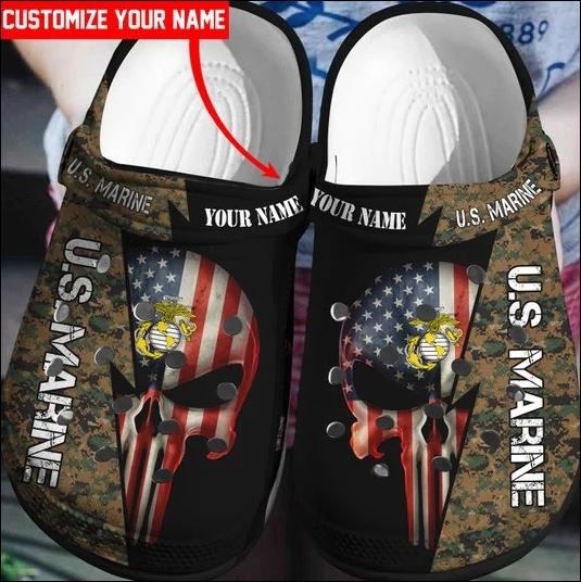 Personlized The Punisher Us Marine Crocs Crocband Clog Comfortable For Mens Womens Classic Clog Water Shoes Personlized The Punisher Us Marine Crocs Crocband Clog Comfortable For Mens Womens Classic Clog Water Shoes