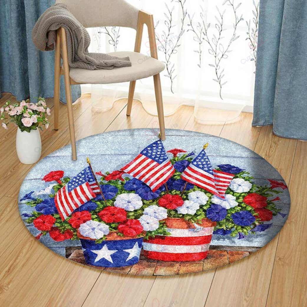 Petunias And Flags Round Carpet Floor Rug Living Room Bedroom Decor Round Area Rug Carpet Petunias And Flags Round Carpet Floor Rug Living Room Bedroom Decor Round Area Rug Carpet