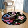 Phoenix Bird Round Carpet Floor Rug Living Room Bedroom Decor Round Area Rug Carpet