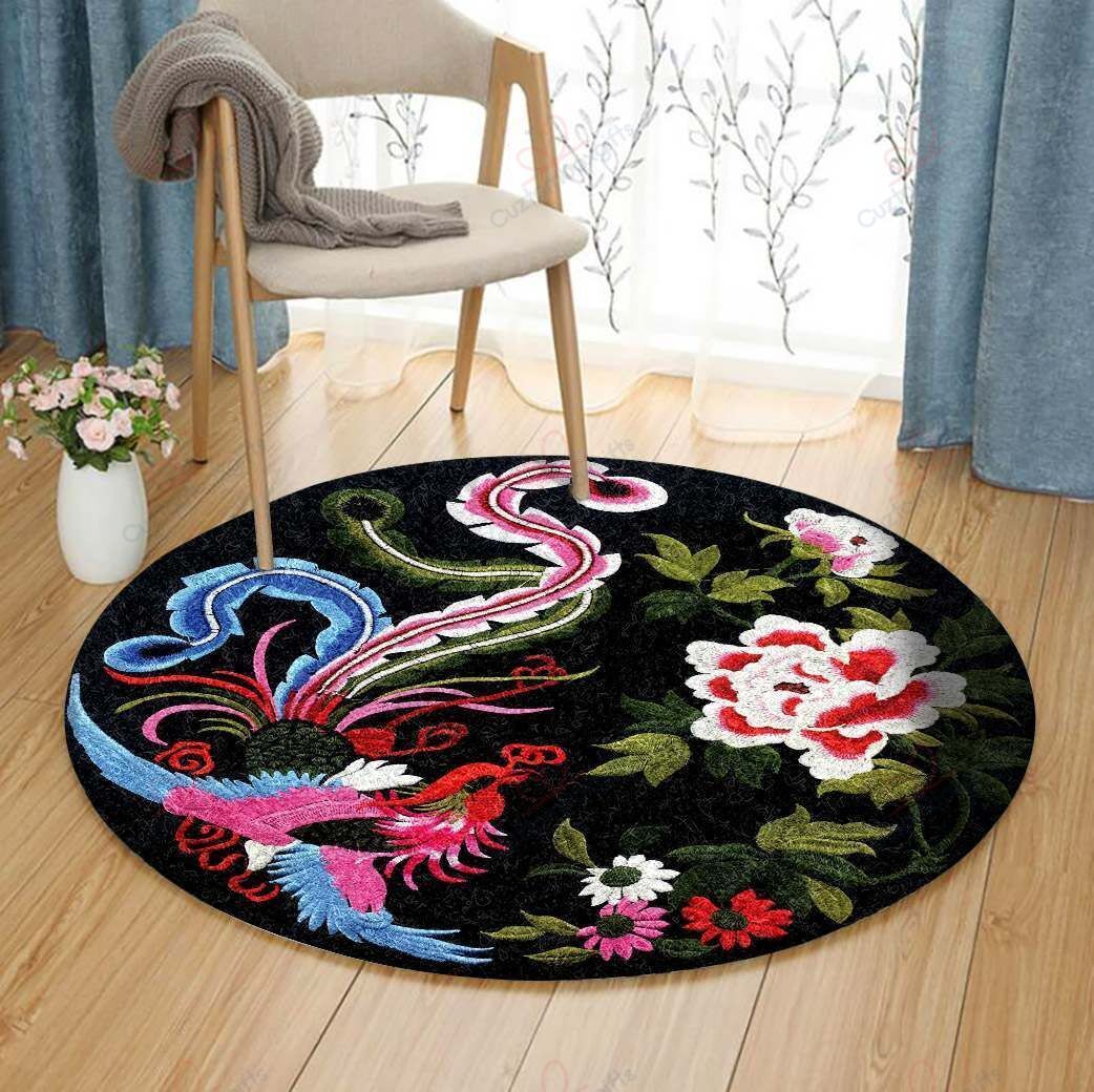 Phoenix Bird Round Carpet Floor Rug Living Room Bedroom Decor Round Area Rug Carpet Phoenix Bird Round Carpet Floor Rug Living Room Bedroom Decor Round Area Rug Carpet