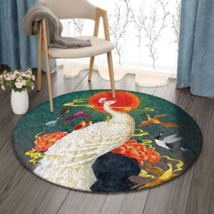 Phoenix Bird Round Carpet Floor Rug Living Room Bedroom Decor Round Area Rug Carpet