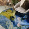 Piano And Flowers Round Carpet Floor Rug Living Room Bedroom Decor Round Area Rug Carpet