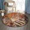 Piano Flute Round Carpet Floor Rug Living Room Bedroom Decor Round Area Rug Carpet
