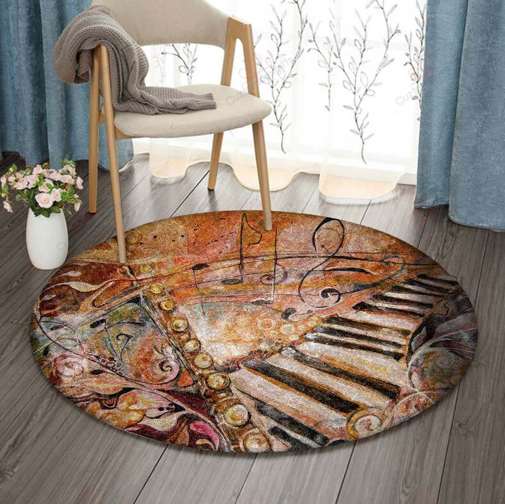 Piano Flute Round Carpet Floor Rug Living Room Bedroom Decor Round Area Rug Carpet Piano Flute Round Carpet Floor Rug Living Room Bedroom Decor Round Area Rug Carpet