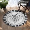 Piano Pattern Round Carpet Floor Rug Living Room Bedroom Decor Round Area Rug Carpet