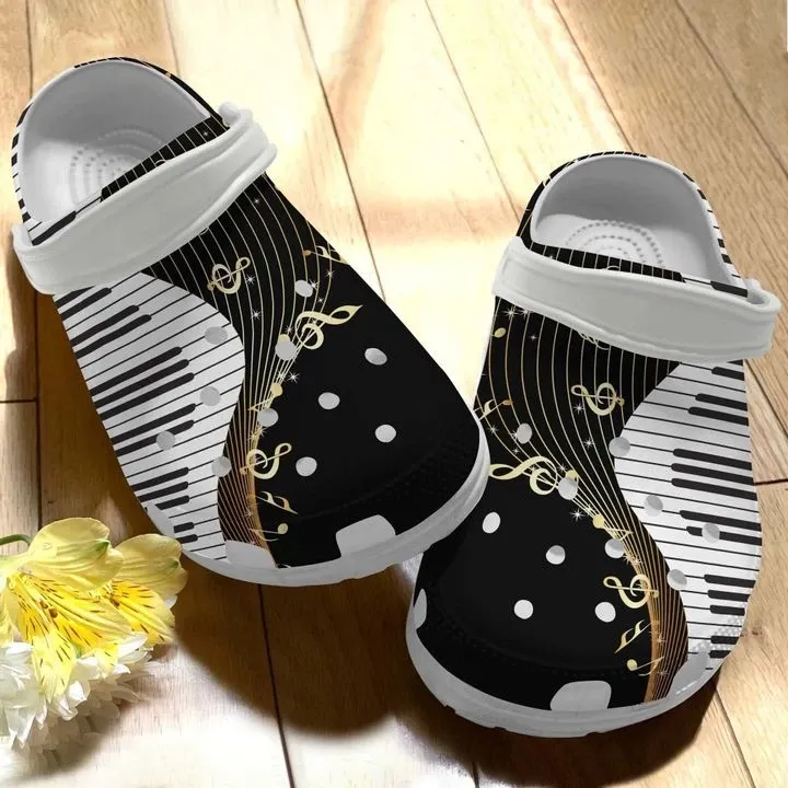 Piano Personalize Clog Custom Crocs Fashionstyle Comfortable For Women Men Kid Print 3D Whitesole Piano Notes Pattern Piano Personalize Clog Custom Crocs Fashionstyle Comfortable For Women Men Kid Print 3D Whitesole Piano Notes Pattern