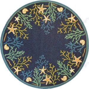 Picadilly Coral Reef Blue Green Round Carpet Floor Rug Living Room Bedroom Decor Round Area Rug Carpet
