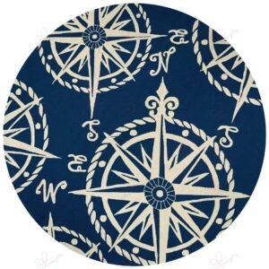 Picadilly Matelot Navy Ivory Round Carpet Floor Rug Living Room Bedroom Decor Round Area Rug Carpet