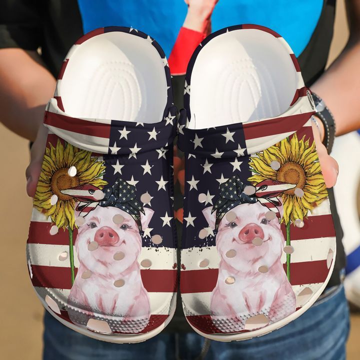 Pig American Flag Sku 1840 Crocs Crocband Clog Comfortable For Mens Womens Classic Clog Water Shoes Pig American Flag Sku 1840 Crocs Crocband Clog Comfortable For Mens Womens Classic Clog Water Shoes