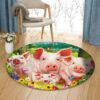 Pig And Funny Farm Round Carpet Floor Rug Living Room Bedroom Decor Round Area Rug Carpet