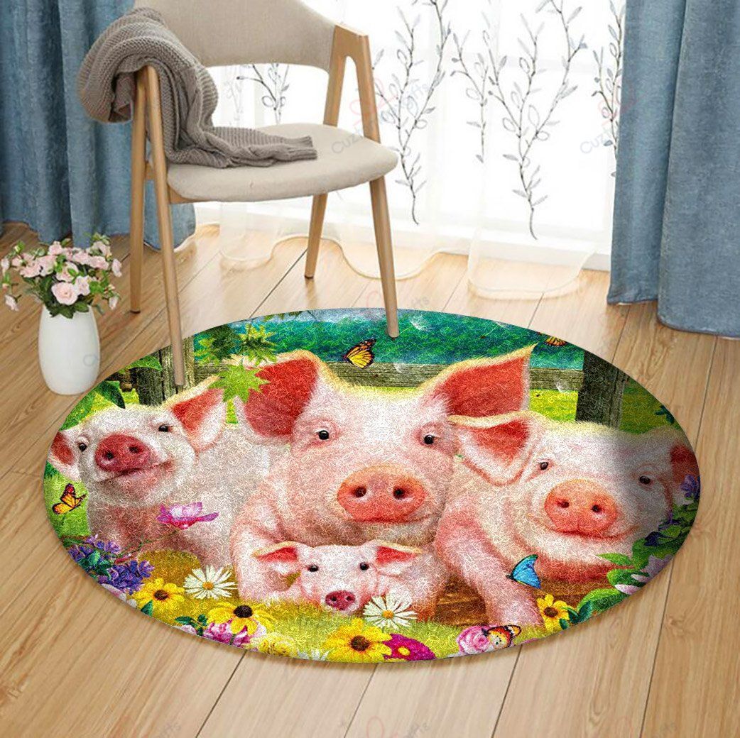 Pig And Funny Farm Round Carpet Floor Rug Living Room Bedroom Decor Round Area Rug Carpet Pig And Funny Farm Round Carpet Floor Rug Living Room Bedroom Decor Round Area Rug Carpet